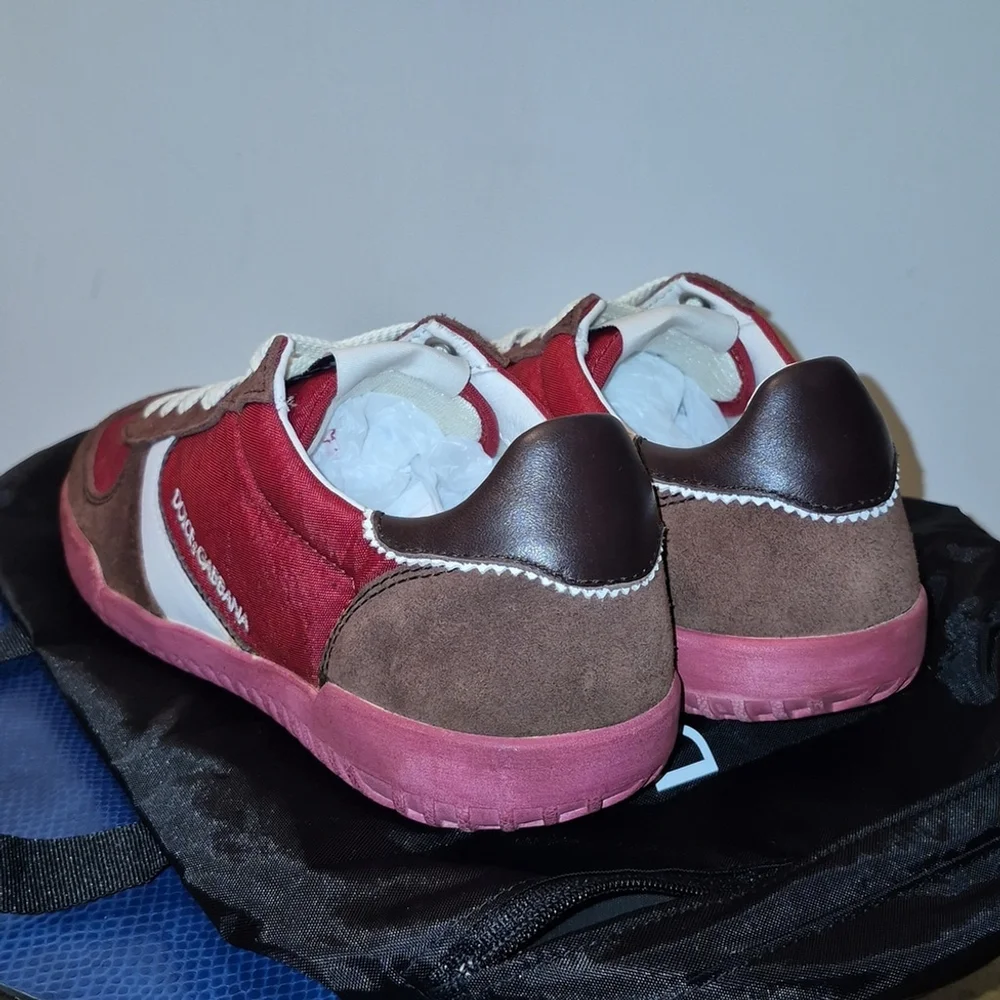 Dolce&Gabbana Red Suede&leatherlow Profile Trainers Mens sz.6.5= 8.5wmn (#1741)